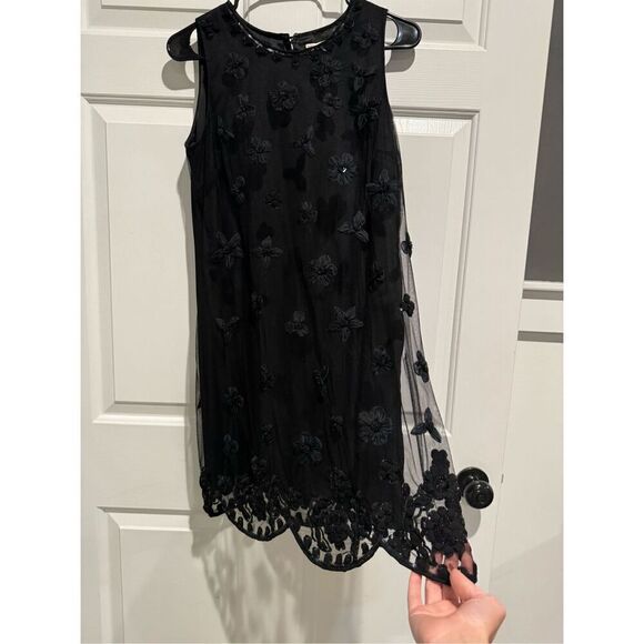 Red Valentino Beaded Embroidered Floral Appliqué Black Sleeveless Lined Dress 40 - Picture 2 of 16